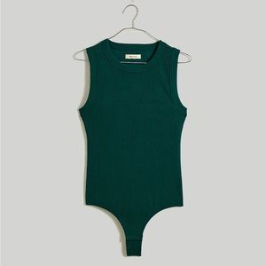 Madewell Crewneck Thong Bodysuit Dark Green Size Small
